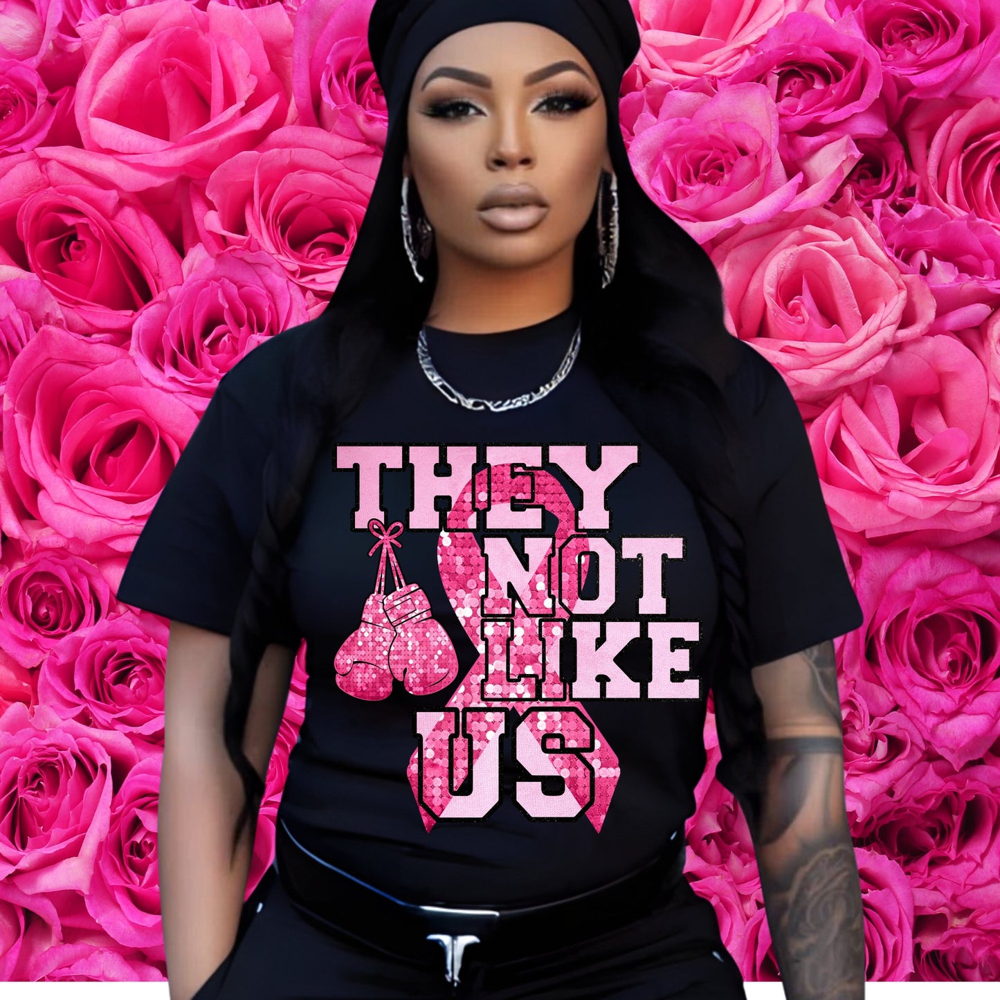 “They Not Like Us” Breast Cancer Awareness T-Shirt - Stay Up Pray Up