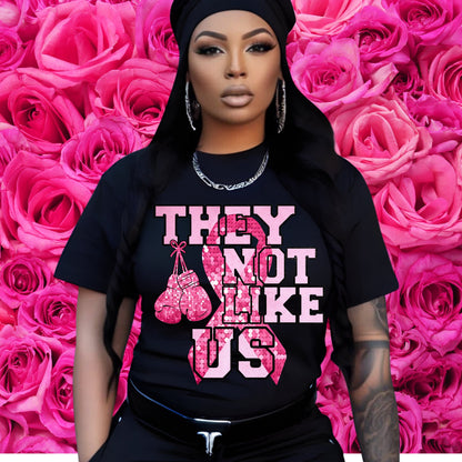 “They Not Like Us” Breast Cancer Awareness T-Shirt - Stay Up Pray Up